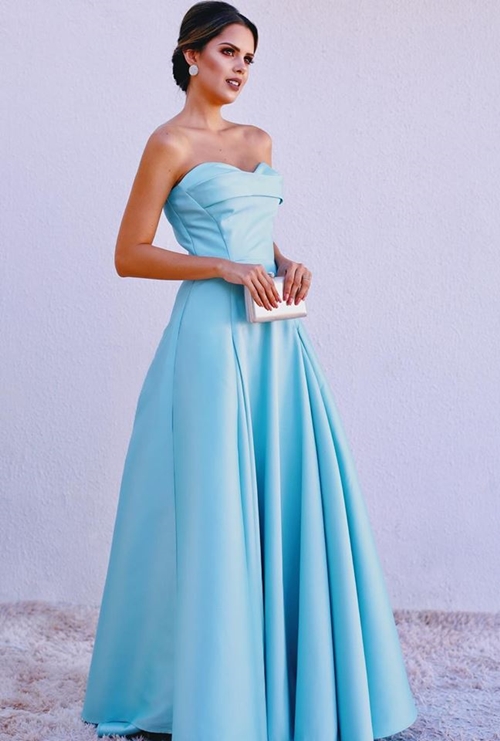 vestido azul festa longo