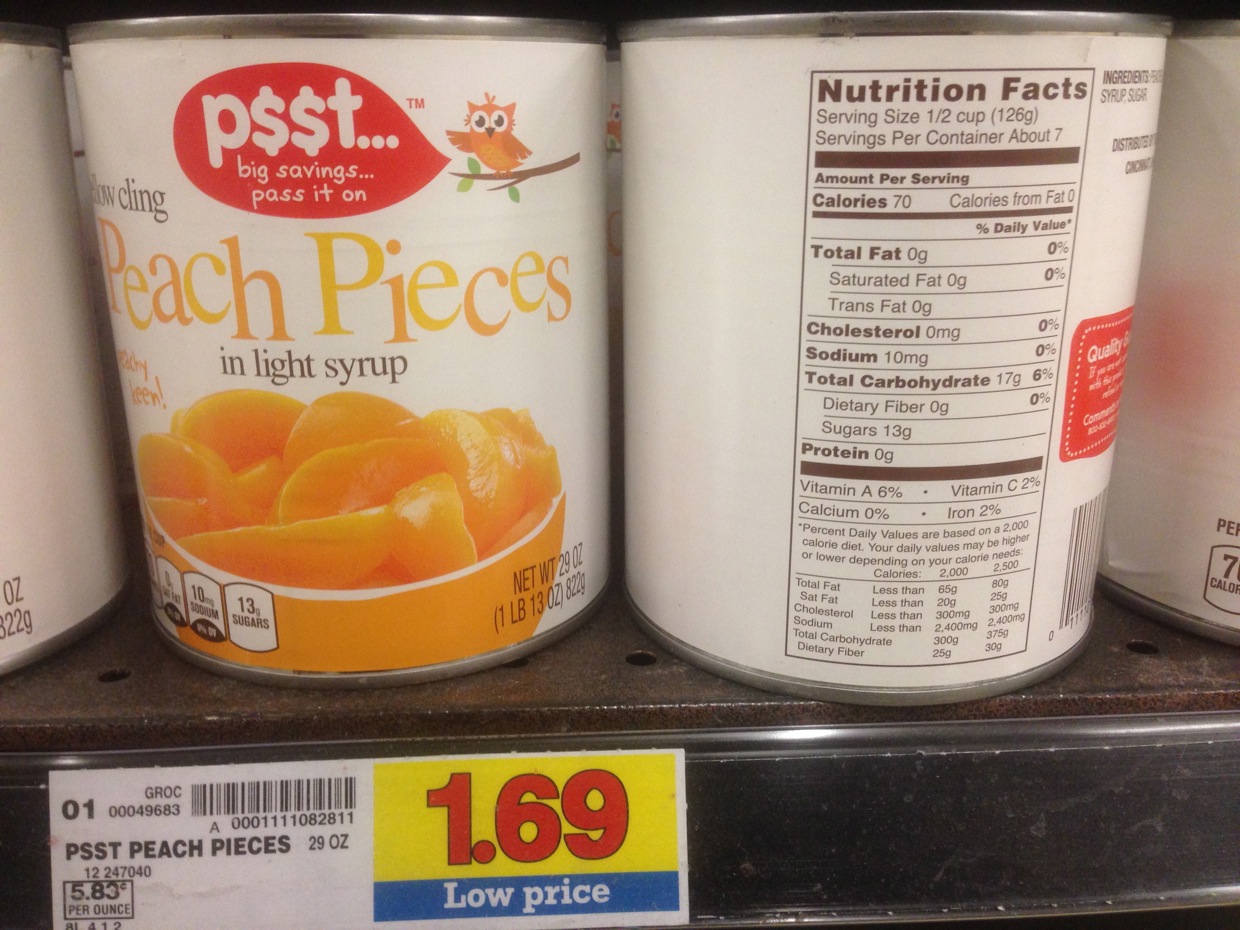 Healthy Grocery Peach Pieces, 29 oz, Psst Kroger