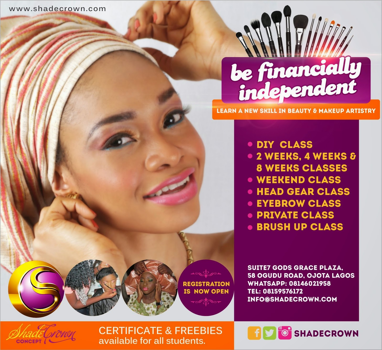 SHADECROWN MAKEUP, HAIR & BEAUTY Professional Makeup & Gele Training