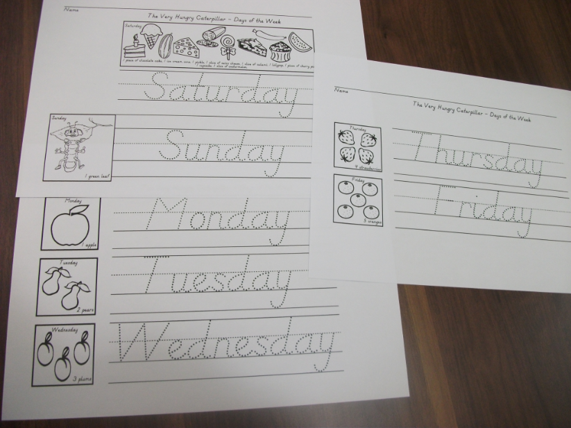 أنشطه على أيام الاسبوع من سنة إلى خمس سنوات بالصور Days Of The Week