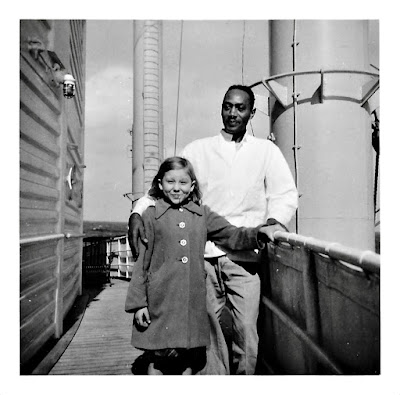 Lena Vasilev and deckhand on board the SS Pacific Transport in 1953