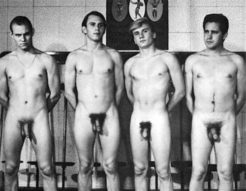 Naked Men Group Swim
