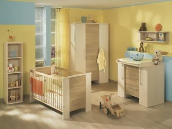 Dormitorios para bebés en celeste y amarillo - Ideas para decorar