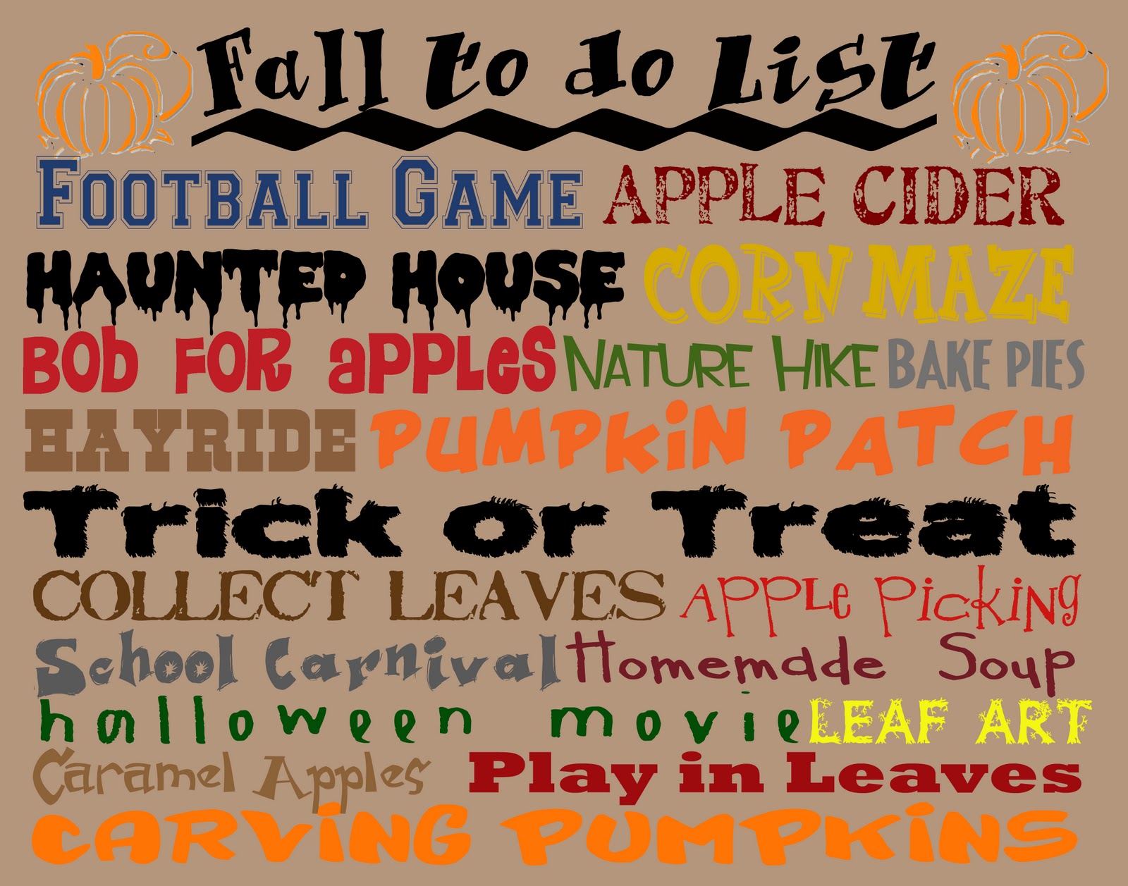 Fall To Do List