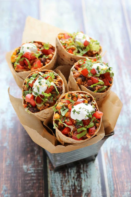 Waffle Cones filled with taco meat and seasonings