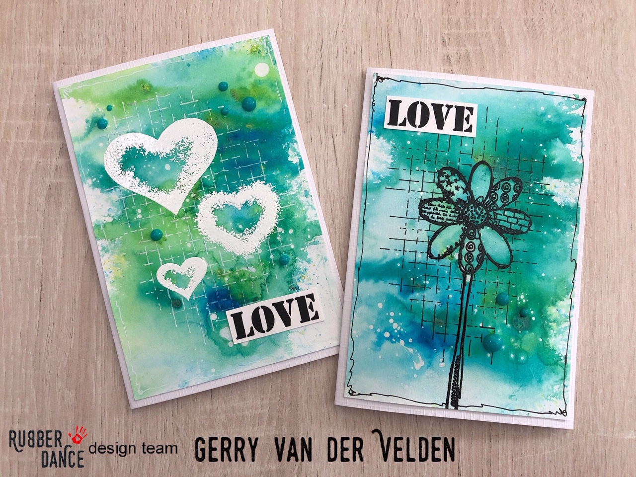 Rubber Dance Blog Easy Mixed Media Cards With Shimmer Powder