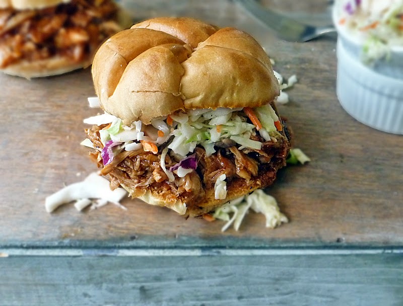 Barbecue Pulled Chicken Sandwich | by Life Tastes Good is mouthfuls of tangy sweet happiness! #4thOfJuly #Picnic #Summer