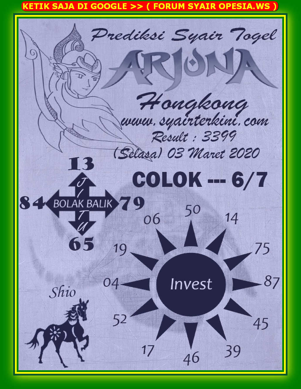 Kode Syair Hongkong 3 Maret 2020 Forum Syair Togel Hongkong Singapura Sydney
