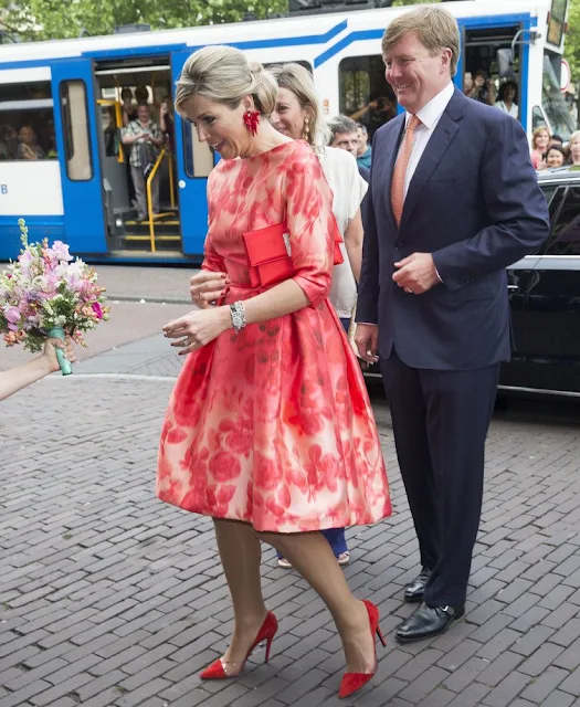 King Willem-Alexander and Queen Maxima attend opening Holland Festivalç Queen Maxima wore Natan Dress, Natan shoes, Valentino clutch bag