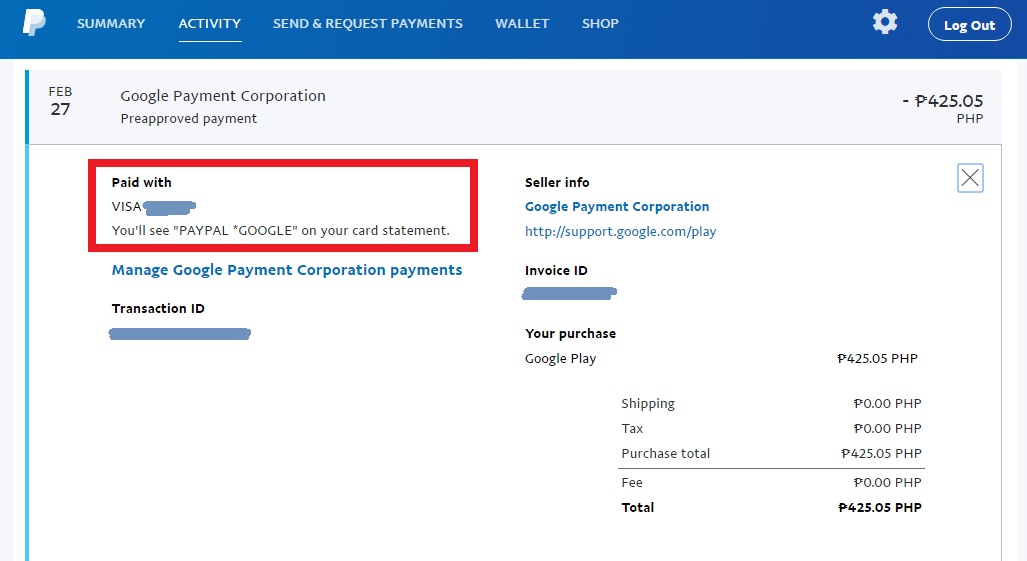 paypal issue on charging your credit debit card instead of your