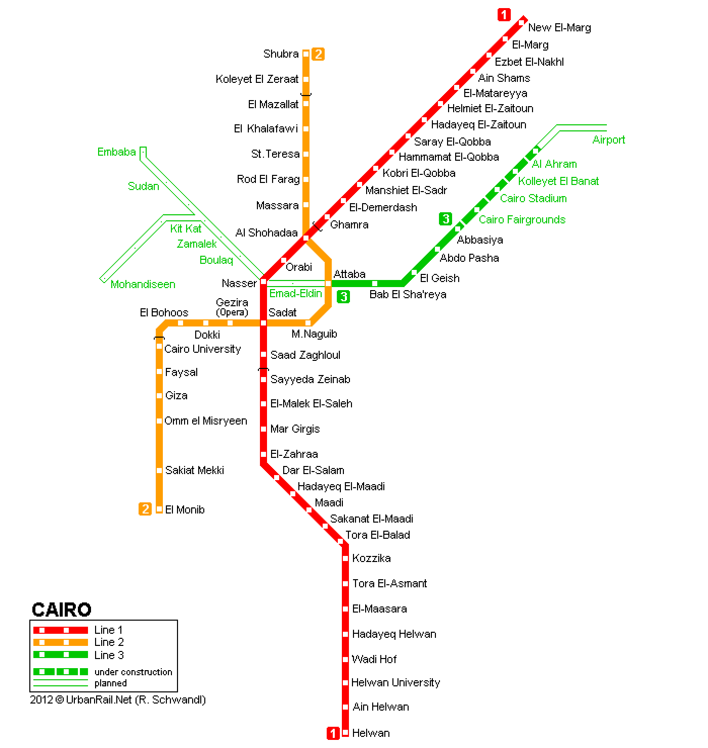 خريطة محطات مترو أنفاق القاهرة Cairo Metro Map مجلة رحالة
