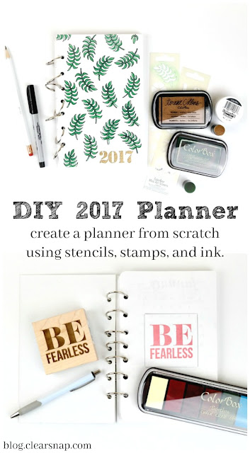 2017 Hand Stenciled and Embossed Bullet Journal Planner From Scratch Video Tutorial by Dana Tatar for Clearsnap 2017 Hand Stenciled and Embossed Bullet Journal Planner From Scratch Video Tutorial by Dana Tatar for Clearsnap