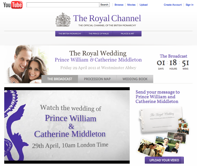 Offizieller YouTube-Kanal für die royal wedding