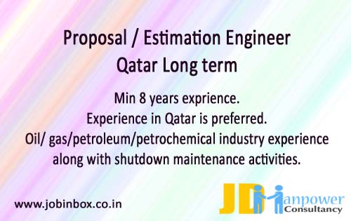 Oil & Gas Proposal / Estimation Engineer Job Vacancy in Qatar | JD Manpower Consultancy