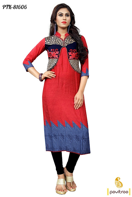 red color kurtis with short jacket online shopping with discount sale