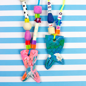 how to make clay mermaid tail necklace craft with kids- fun DiY jewelry gift idea