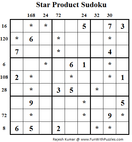 Star Product Sudoku (Daily Sudoku League #89)