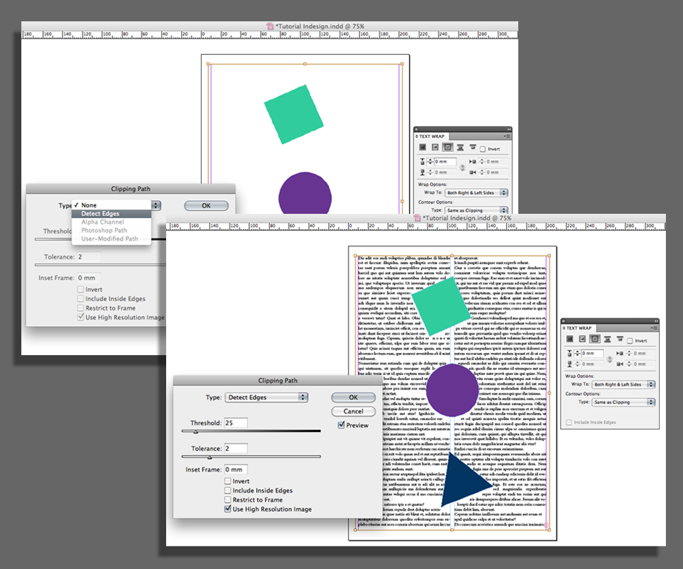InDesign - Contornare immagini con il testo - Clipping Path