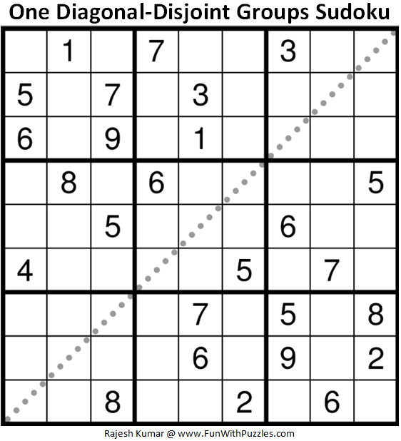 One Diagonal-Disjoint Groups Sudoku Puzzle (Fun With Sudoku #358)