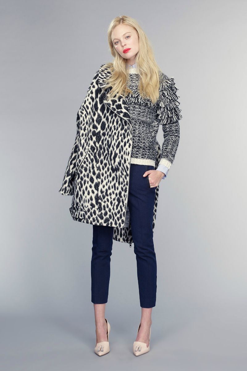 banana republic fall 2015 ootd outfit black and white spotted cocoon coat