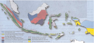 Peta persebaran jalur air tanah di Indonesia (Sumber: IPS Geografi untuk SLTP kelas 2, Erlangga)