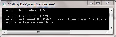 Factorial program in C++ | Programs