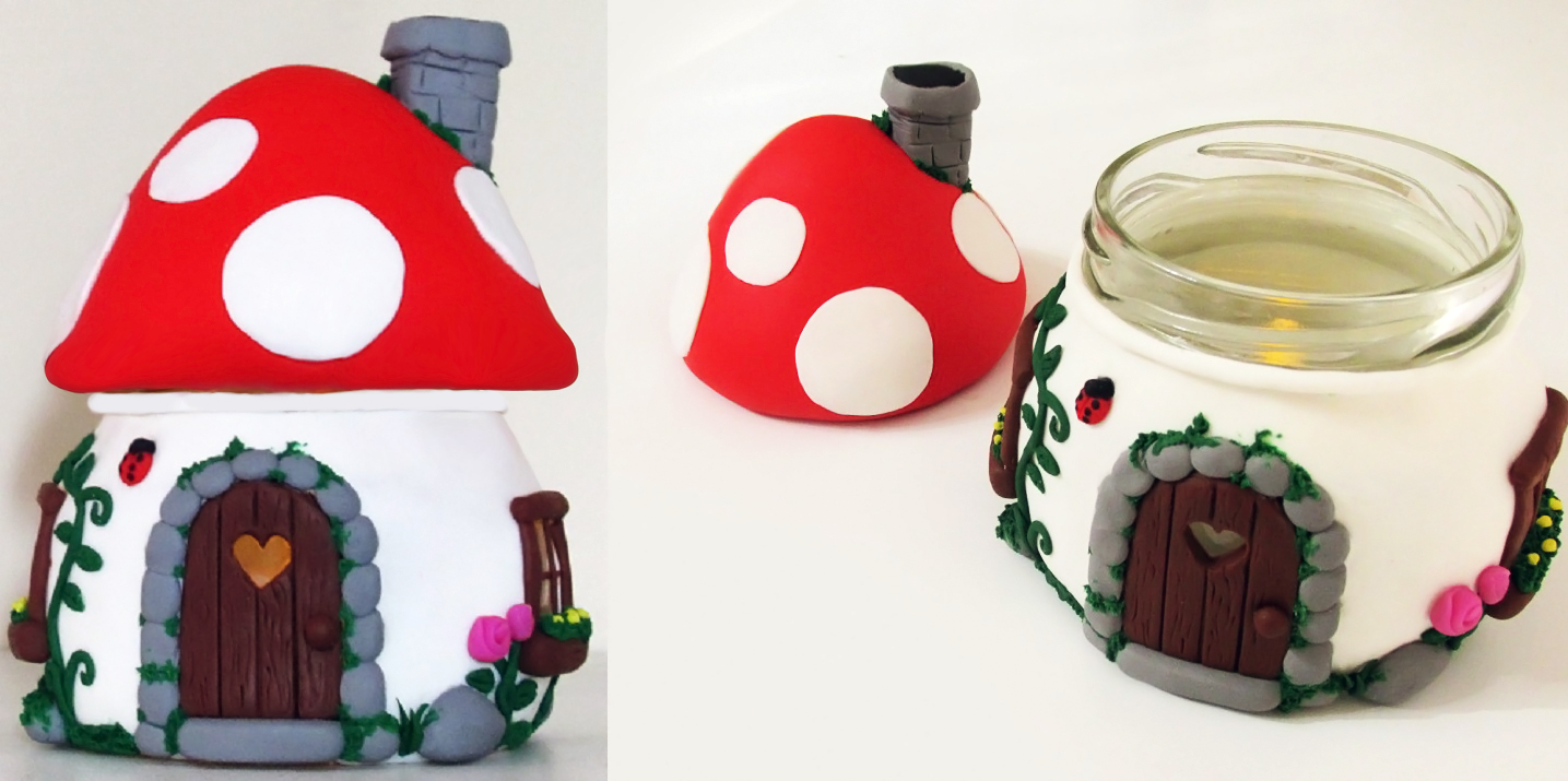 Ideias Personalizadas DIY Porta Velas Casinha de Cogumelo (Smurfs Mushroom House Candle Jar)