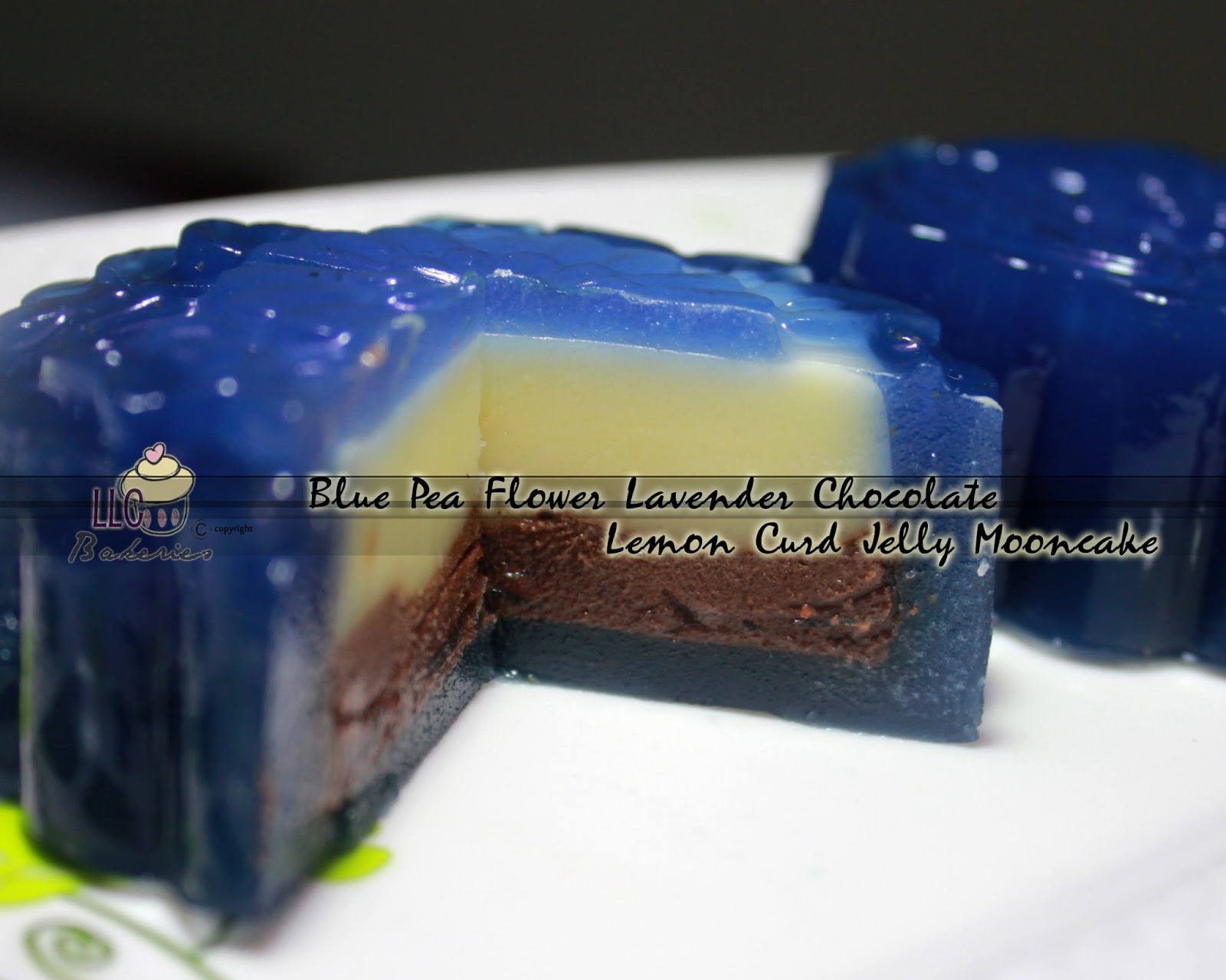 LLC Bakeries Blue Pea Flower Lavender Chocolate Lemon Curd Jelly Mooncake