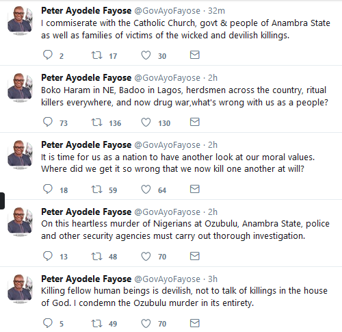 Governor Fayose speaks on Ozubulu catholic church shooting