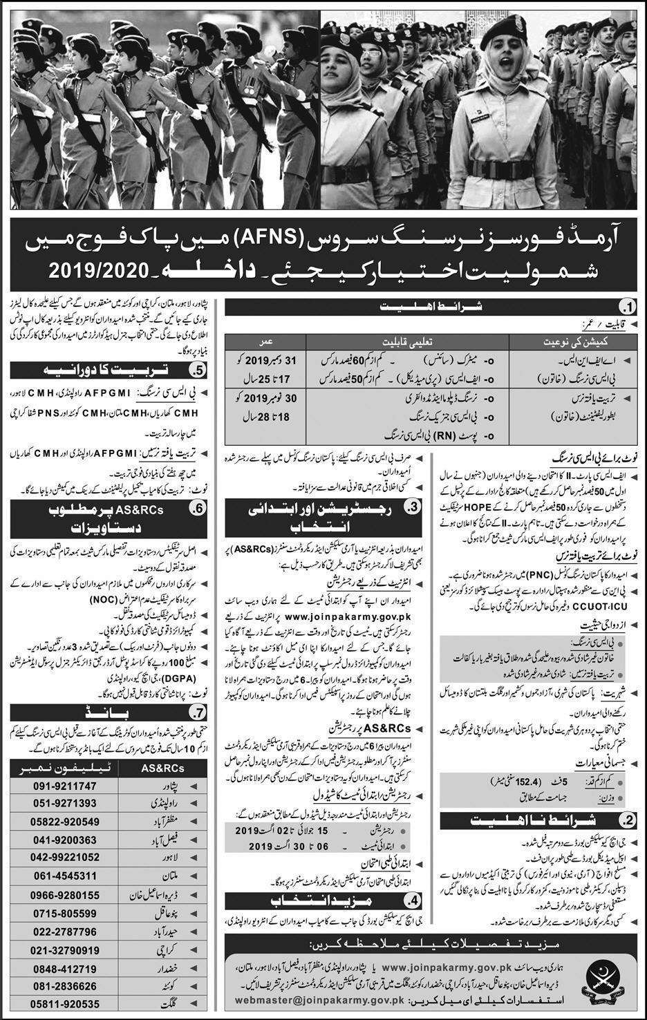 Nursing Jobs in Pakistan Army 2019 Online Apply