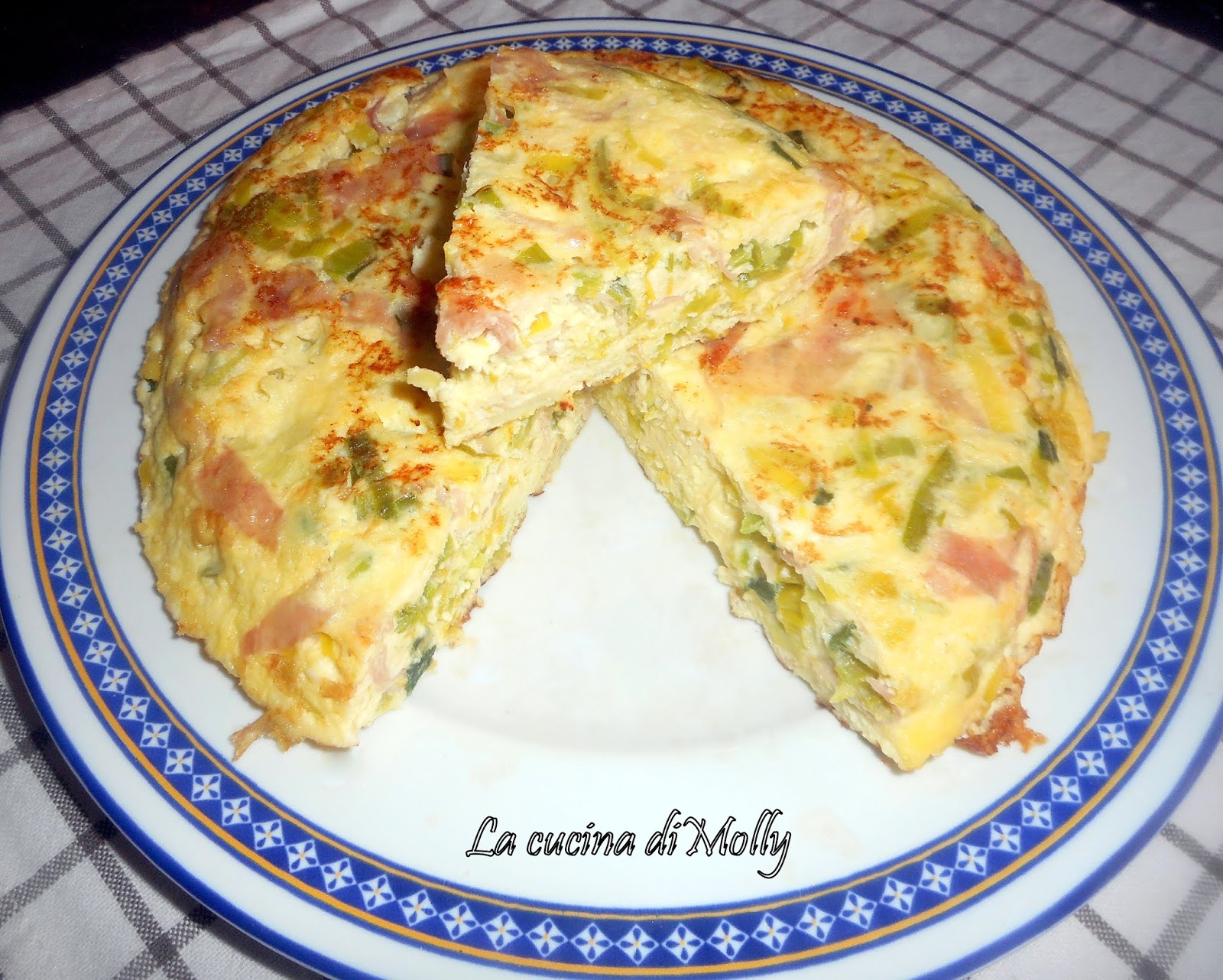 La cucina di Molly FRITTATA DI PORRI PROSCIUTTO COTTO E RICOTTA