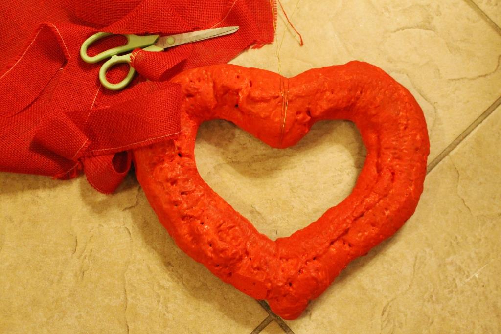 red heart wreath