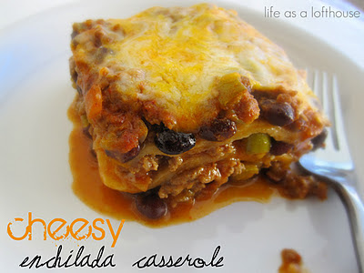 A delicious Mexican casserole with layers of beef, beans, cheese and tortillas. Life-in-the-Lofthouse.com