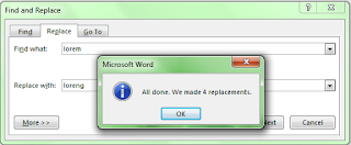  kali ini kita akan mencoba bagaimana cara mengganti seluruh goresan pena  Mengganti Seluruh Tulisan yang Sama secara Serentak di Word