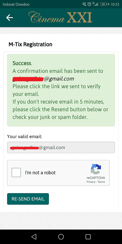 mtix mengirimkan email konfirmasi untuk setiap pendaftaran akun baru