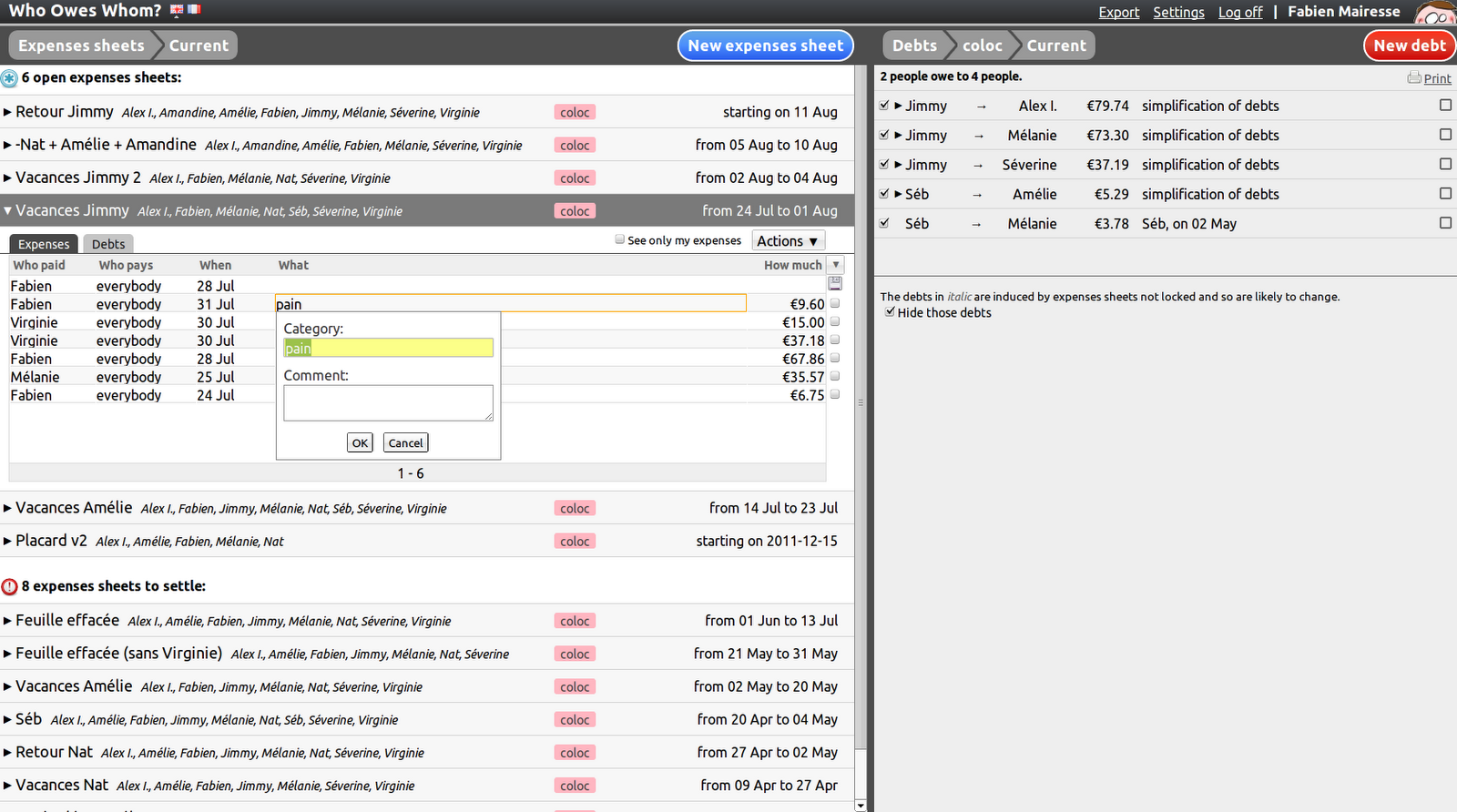 Version 2.0.1 of who owes who