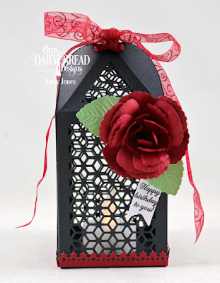 Our Daily Bread Design Stamp Set: Lovely Flower, Custom Dies: Luminous Lantern, Roses, Rose Leaves, Lavish Layers, Pennant Flags 