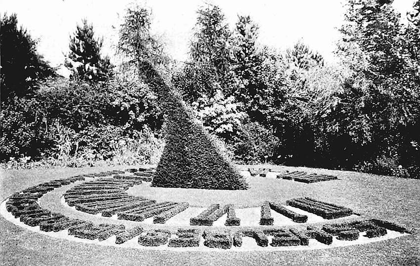 sundial 1916 photograph of a 1916 topiary sundial clock