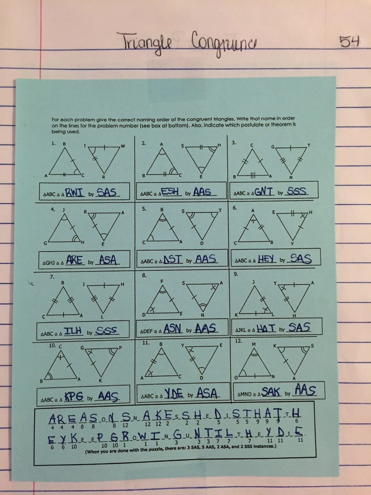 misscalcul8: Geometry Unit 5: Congruent Triangles Interactive Notebook