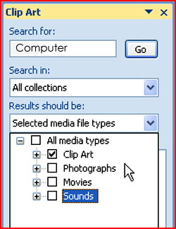 Image for Search Clip Art in Word Document