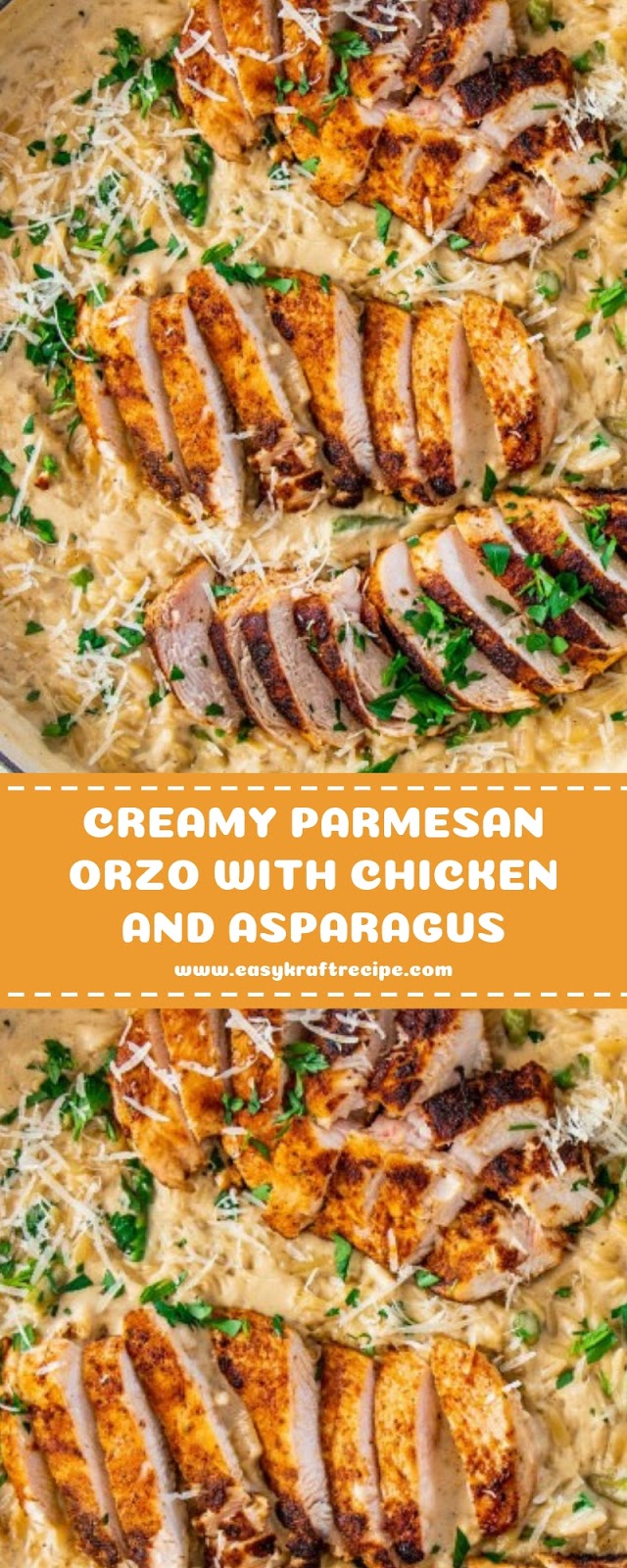 CREAMY PARMESAN ORZO WITH CHICKEN AND ASPARAGUS