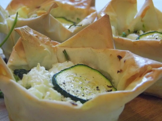 Courgette, spinach and feta tarts