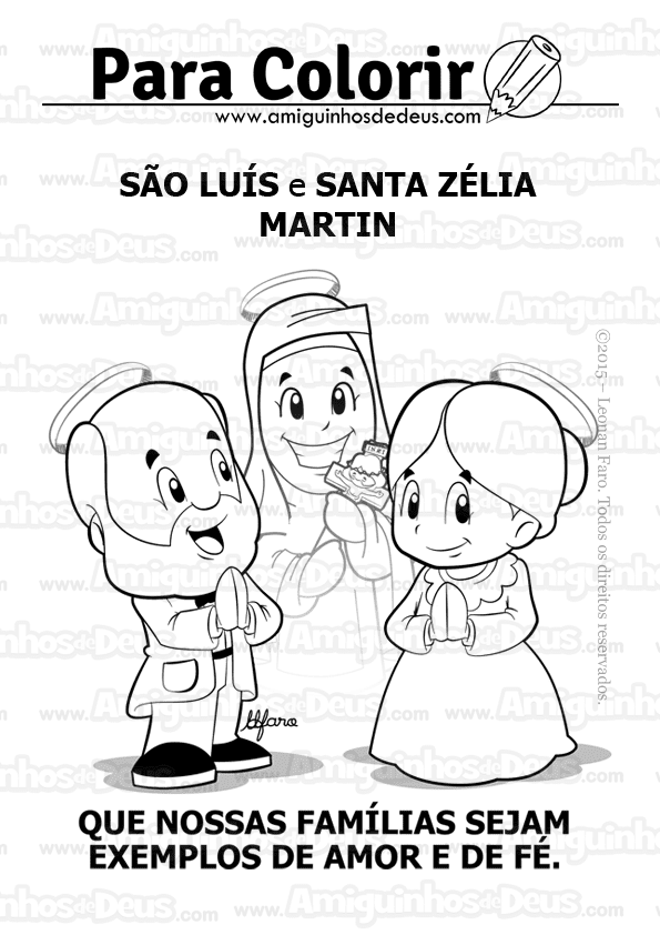 São Luís e Santa Zélia Martin pais de Santa Terezinha desenho para colorir