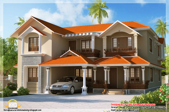 2980 square feet, 4 bedroom Kerala style home elevation