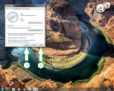 tutorial como cambiar fecha y hora en win 7 cañón montaña rio