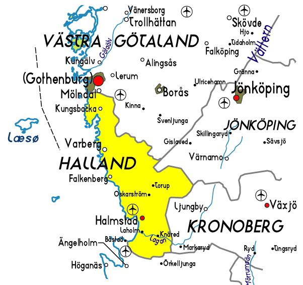 Halland Map Province City | Map of Sweden Political Region Province City