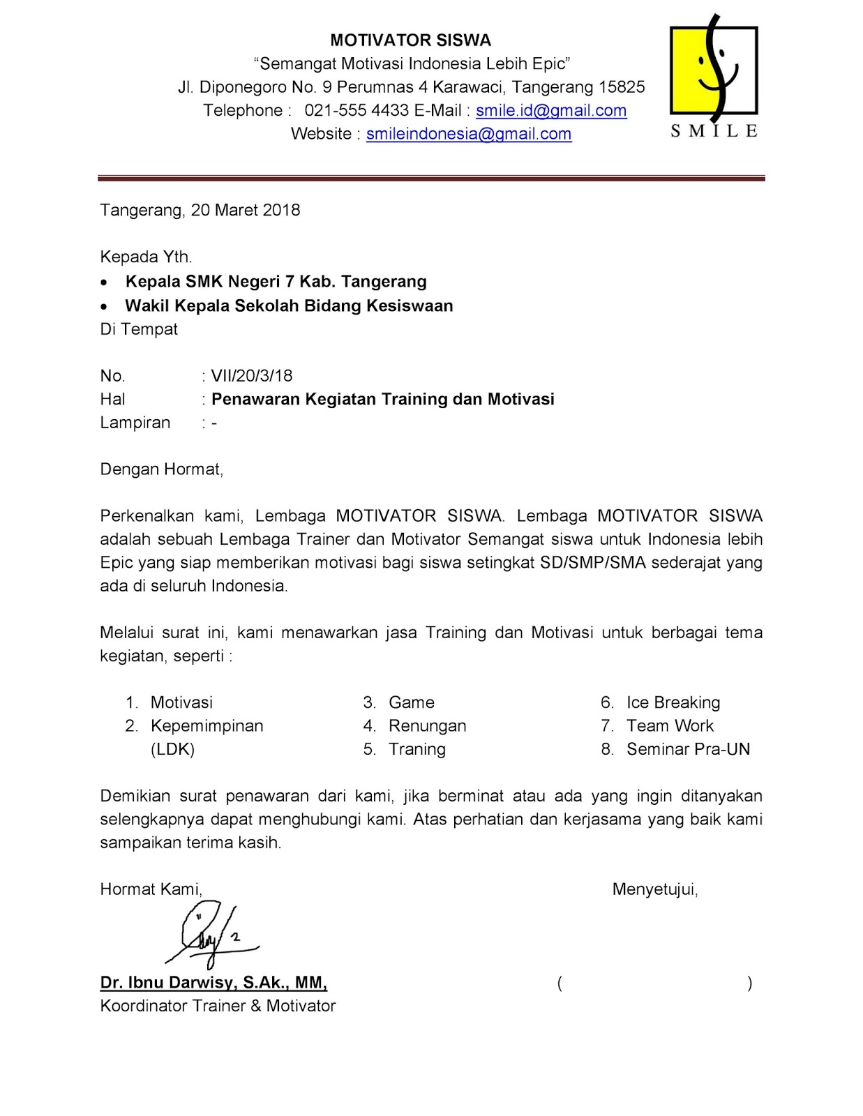 Contoh Surat Penawaran Seminar Contoh Surat Penawaran Seminar