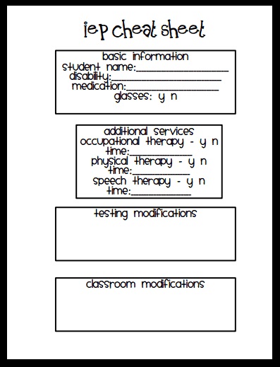 Tools For Inclusive Classrooms IEP Cheat Sheet Tools For Inclusive Classrooms IEP Cheat Sheet