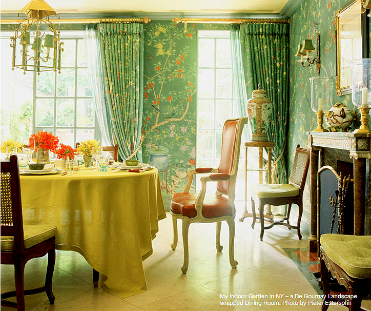 Chinoiserie Chic Green Dining Room by Charlotte Moss