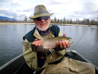 Doc Bolton fly fishing the Bitterroot River in mid-March